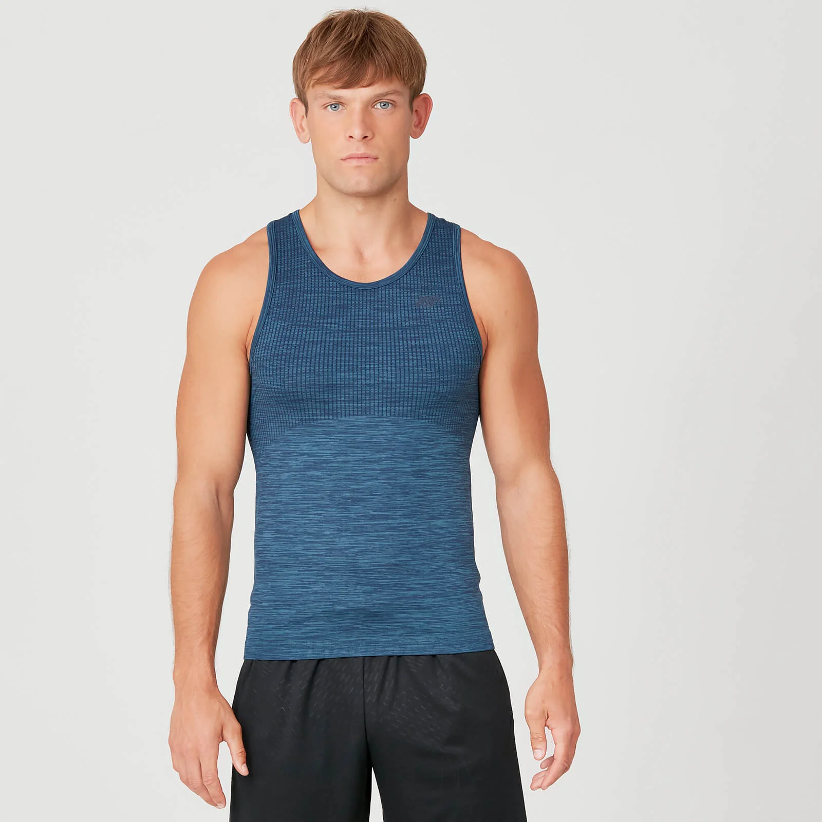 MP Men's Seamless Tank Top - Petrol Blue - XS 画像 1
