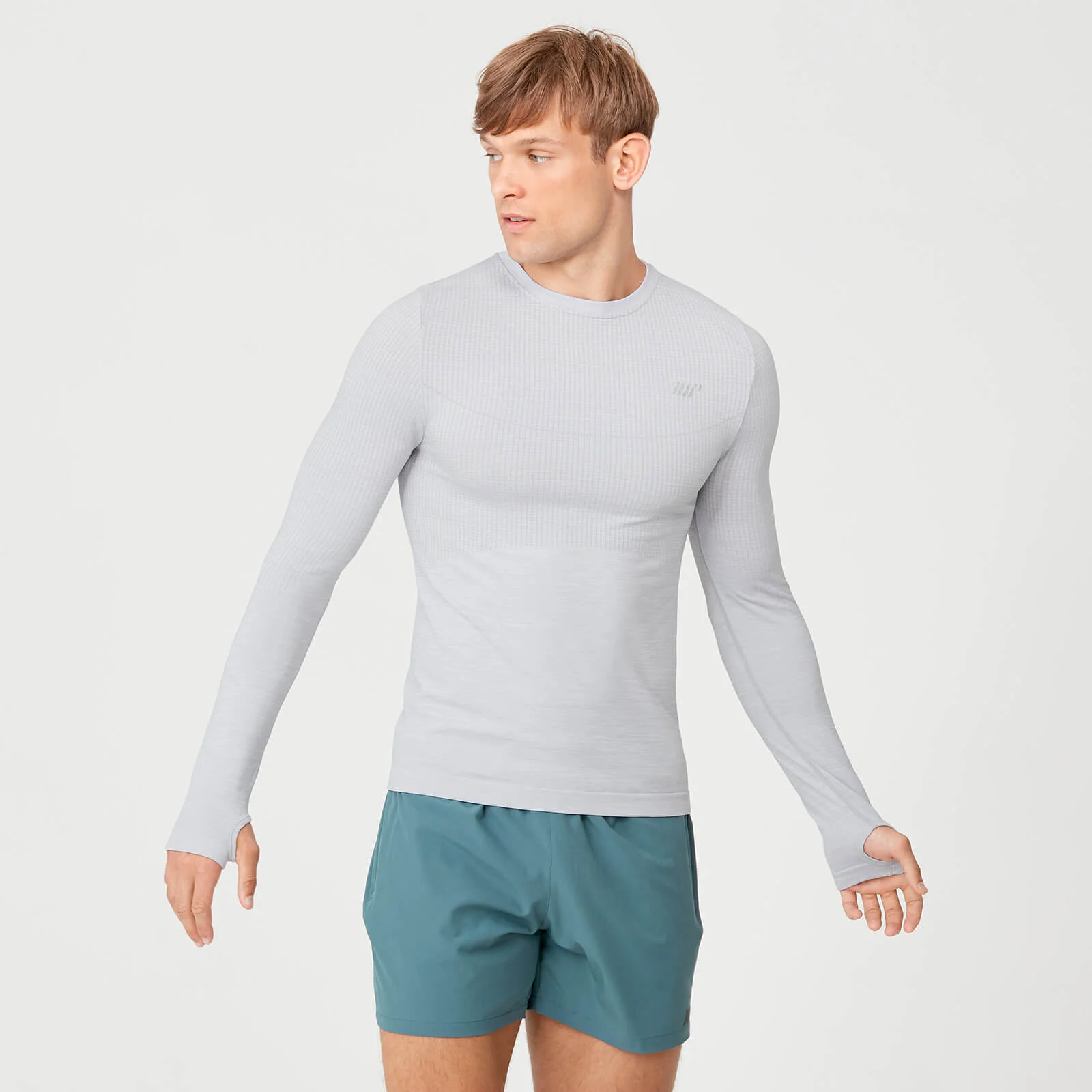 MP Men's Sculpt Seamless Long Sleeve T-Shirt - Silver - S 画像 1