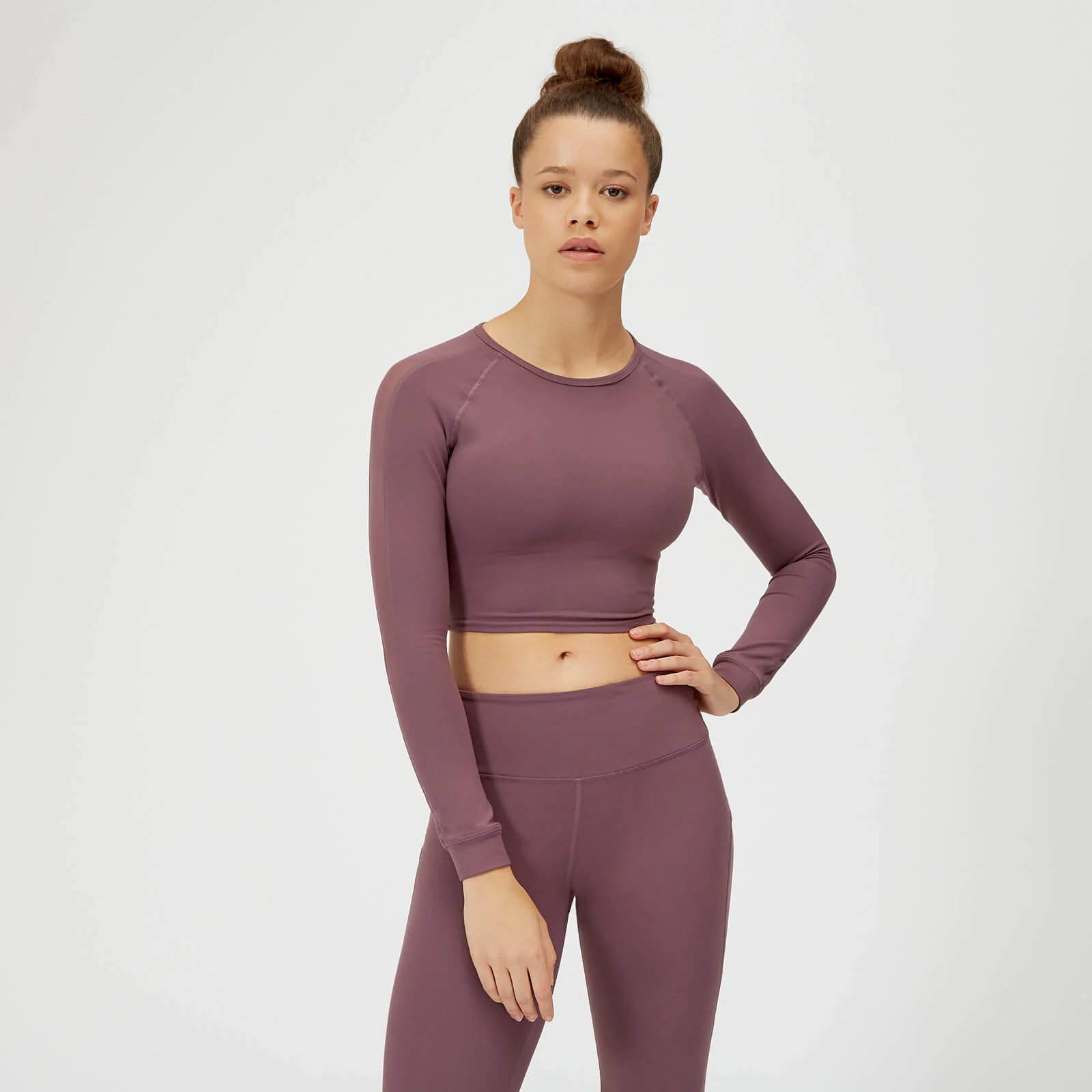 MP Power Long Sleeve Crop Top - Mauve - XS 画像 1
