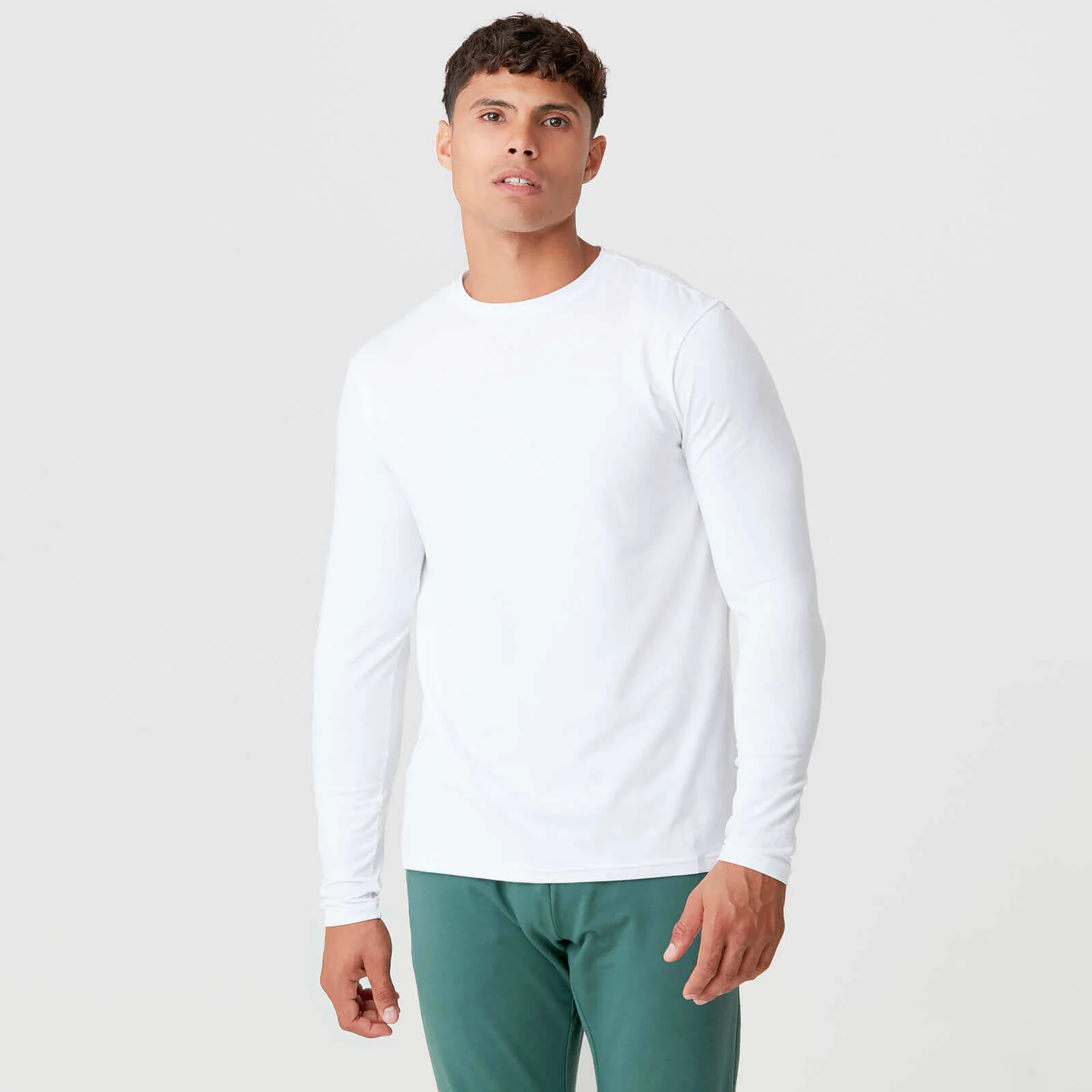 MP Men's Luxe Classic Long Sleeve Crew - White - XS 画像 1