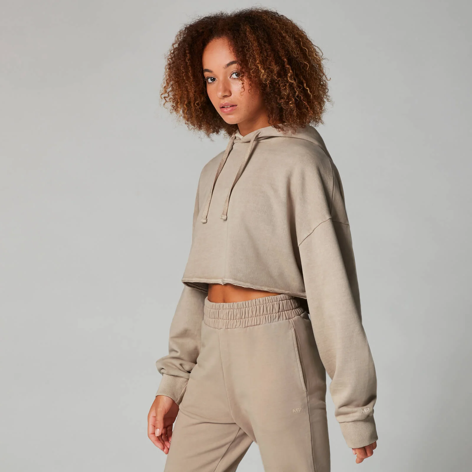 ウォッシュド クロップド パーカー - ブラウン - XS 画像 1