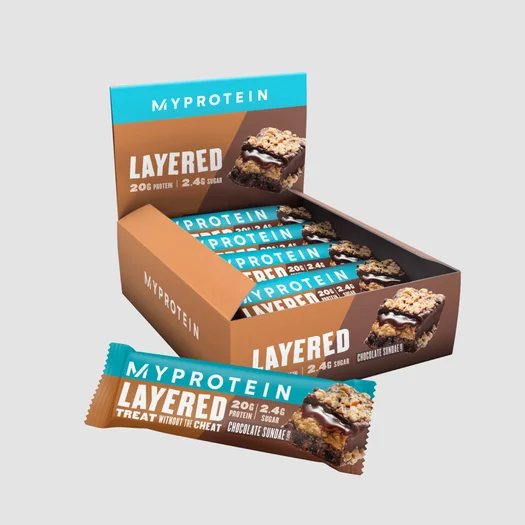 レイヤード プロテイン バー - 12 x 60g - チョコレートサンデー