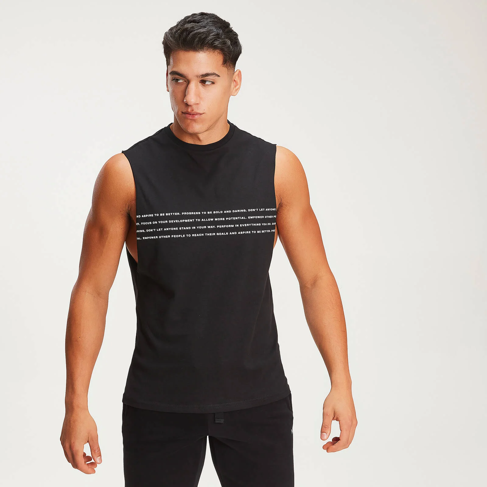 MP Men's Rest Day Slogan Drop Armhole Tank - Black - XS 画像 1