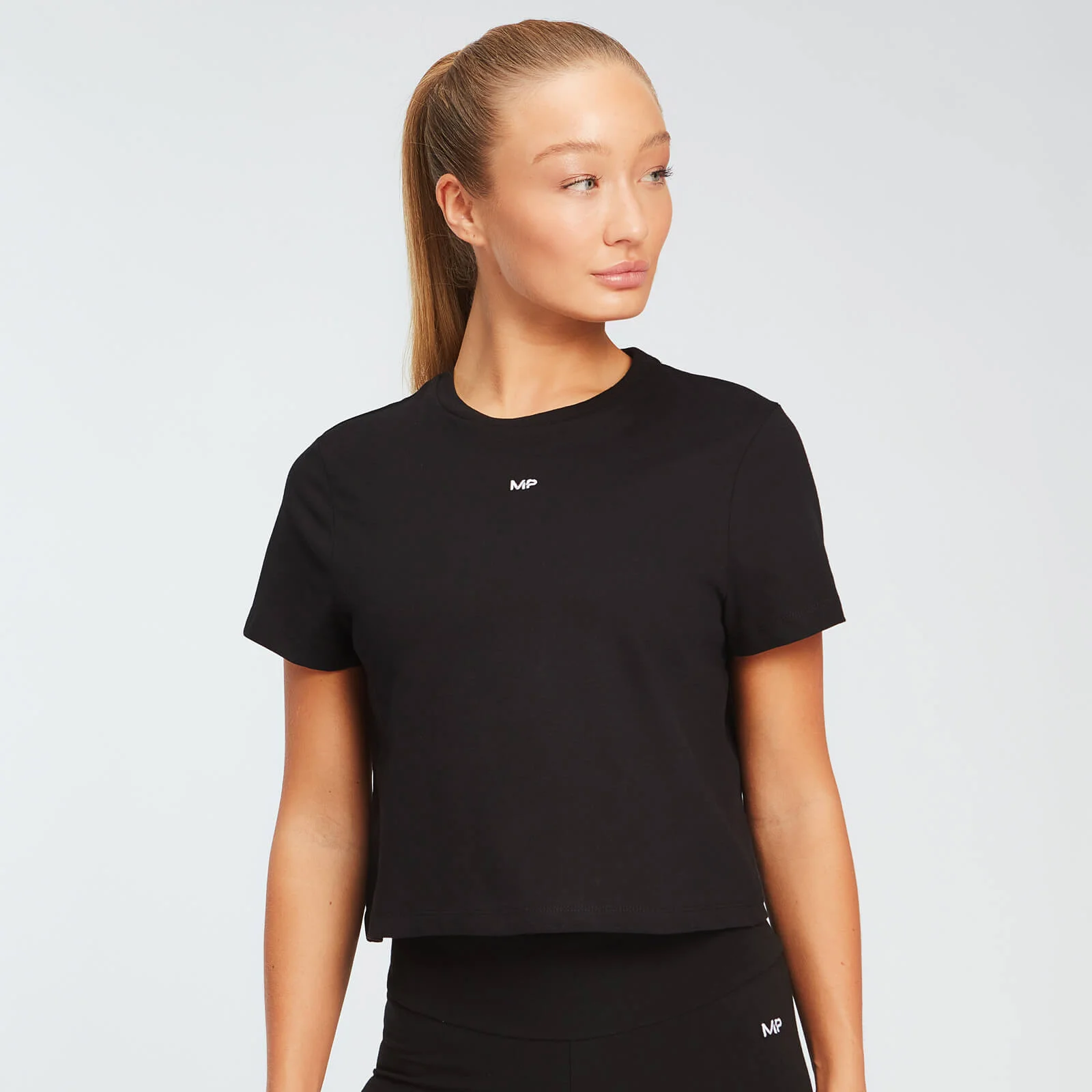 MP レディース エッセンシャル クロップ Tシャツ - ブラック - XS 画像 1