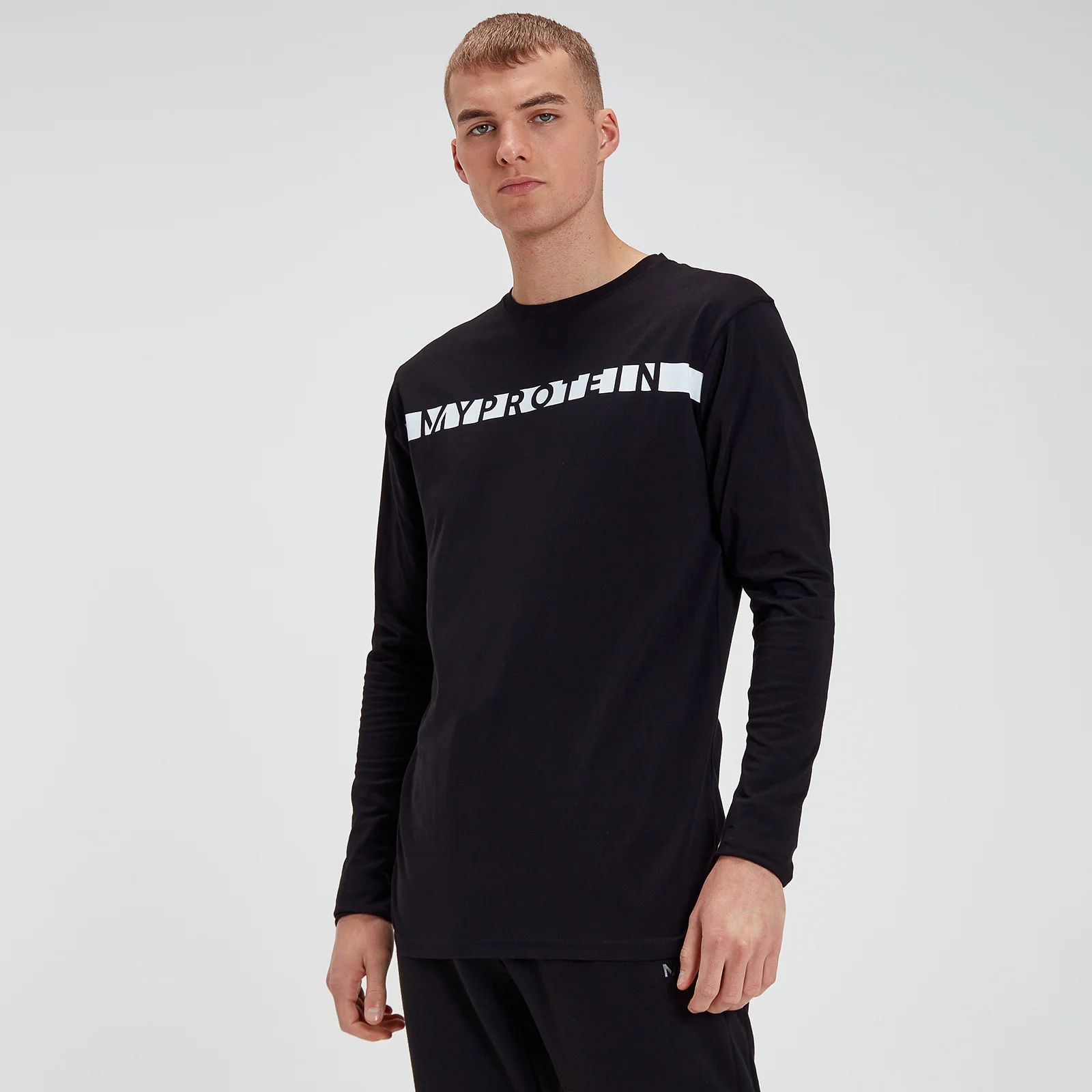 オリジナル ロング スリーブ メンズ Tシャツ - ブラック - XS 画像 1