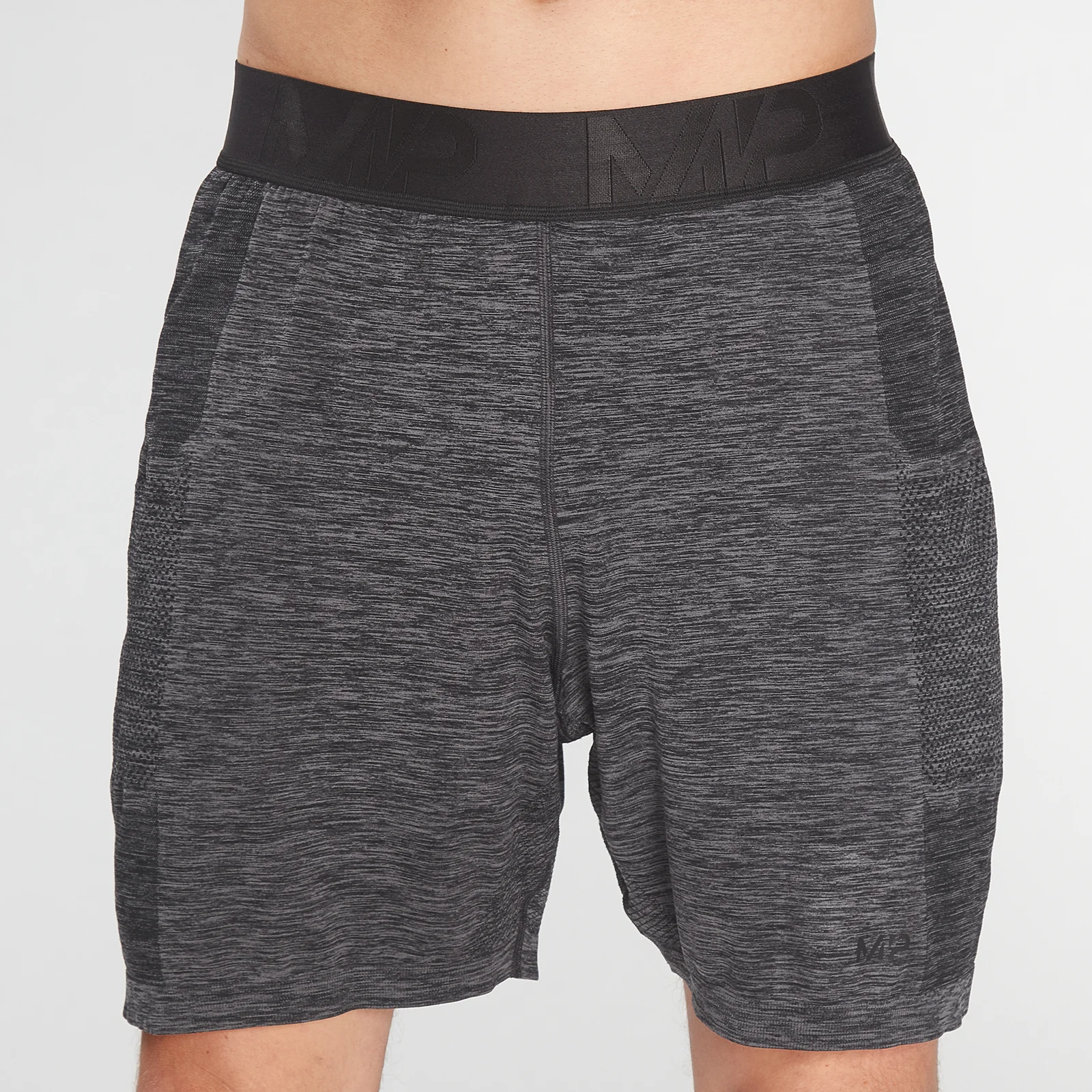 MP Men's Essential Seamless Shorts- Storm Grey Marl - XXS 画像 1