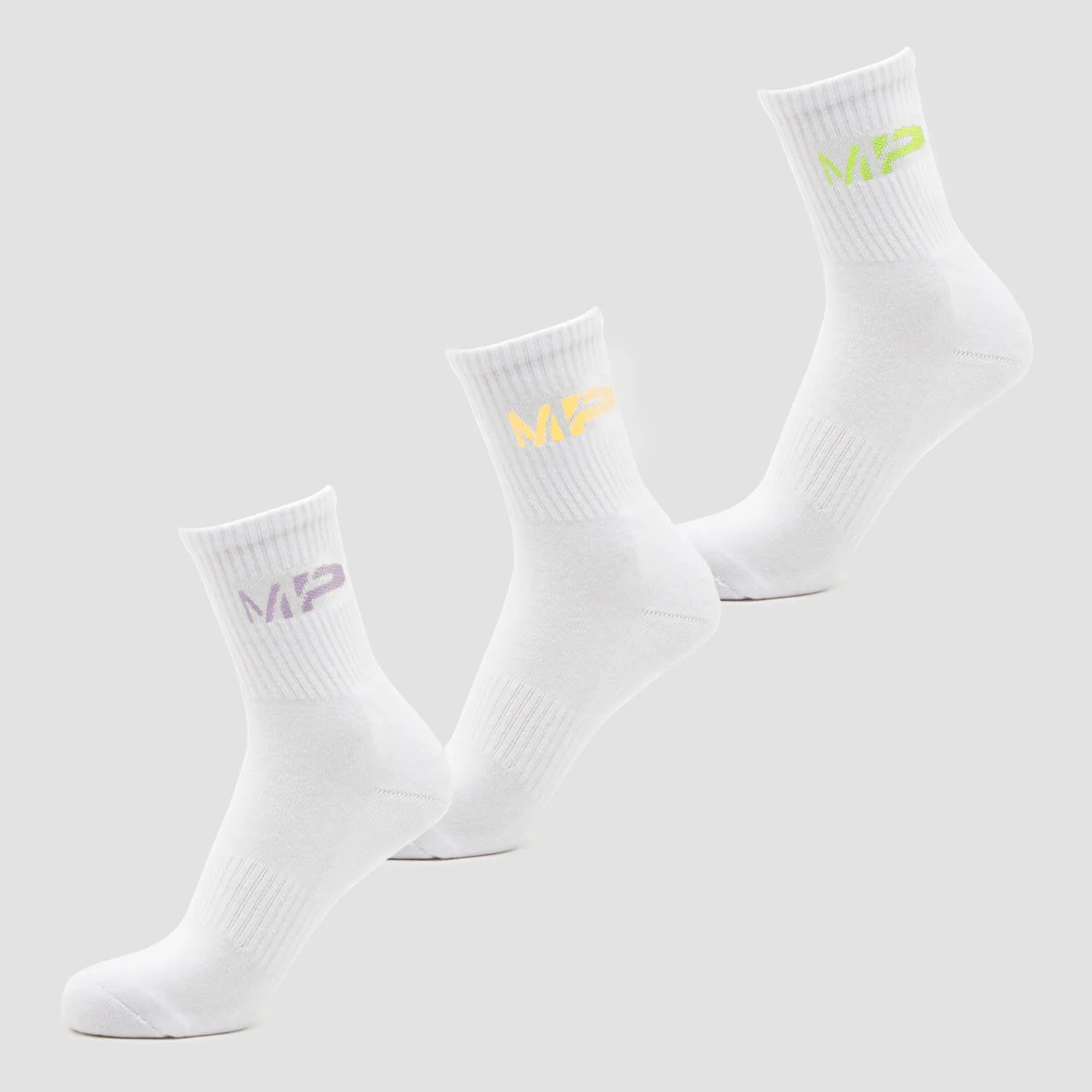 MP Women's Neon MP Logo Crew Socks (3 Pack) Butterfly/Banana/Lavender - UK 3-6 画像 1