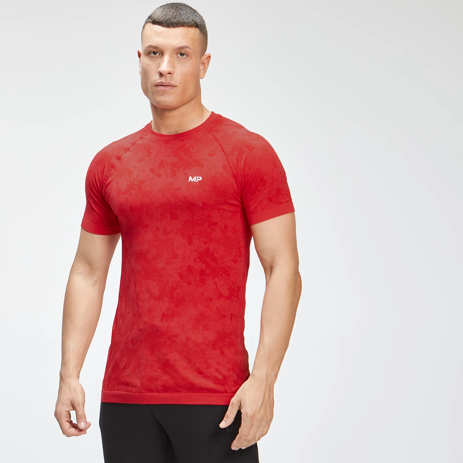 MP Men's Essential Seamless Graphic Short Sleeve T-shirt - デンジャー - XXS 画像 1