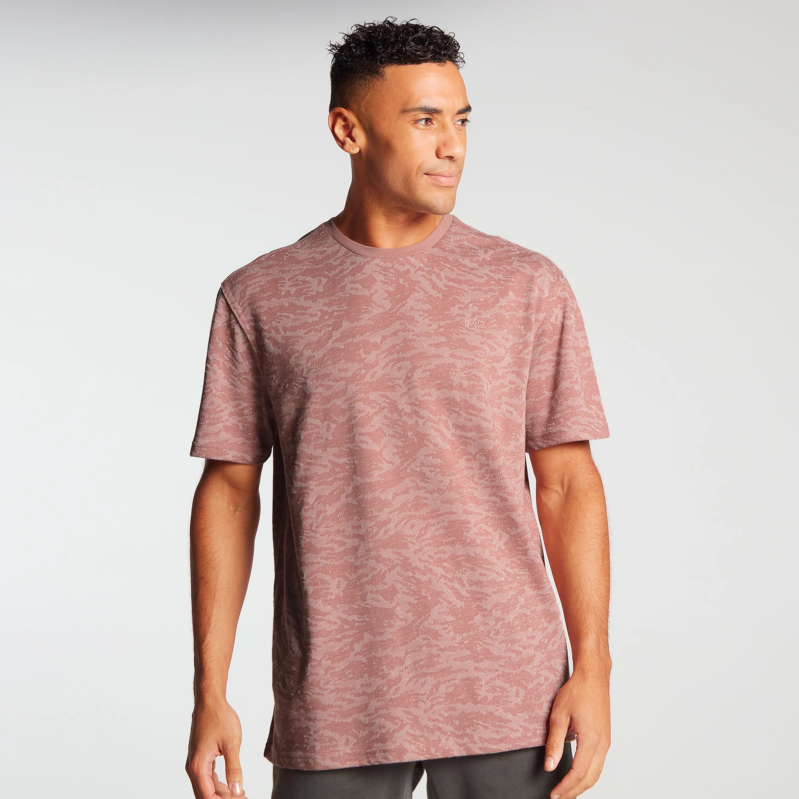 MP Men's Training Short Sleeve Camo Oversized T-Shirt - Dust Pink - XXS 画像 1