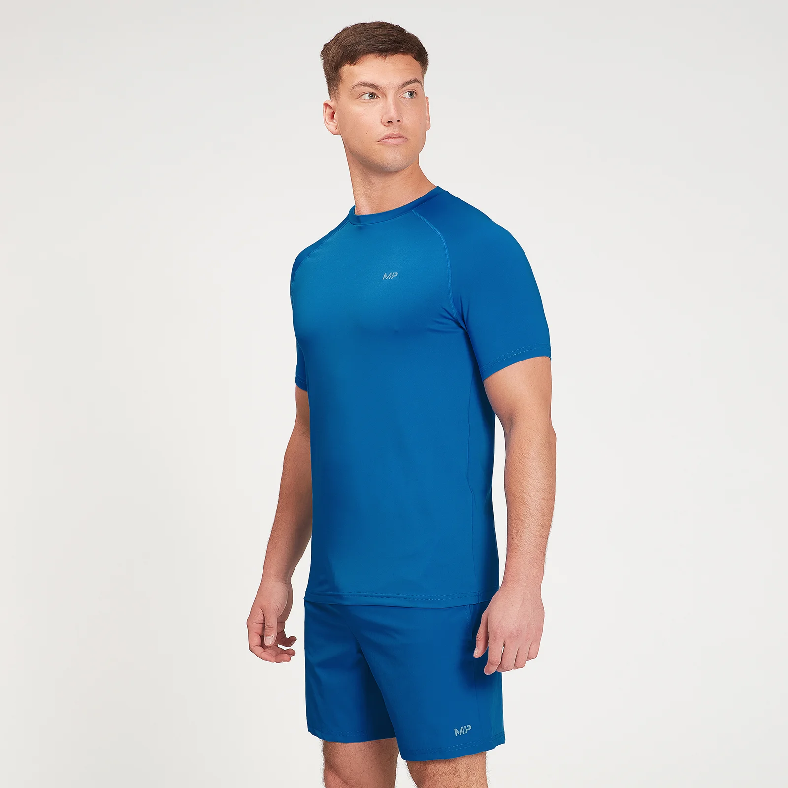 MP Men's Graphic Running Short Sleeve T-Shirt - True Blue - XXS 画像 1