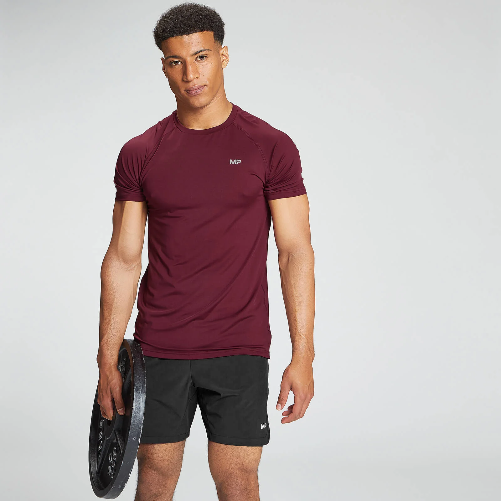 MP Men's Training Short Sleeve T-Shirt - Merlot - XXS 画像 1