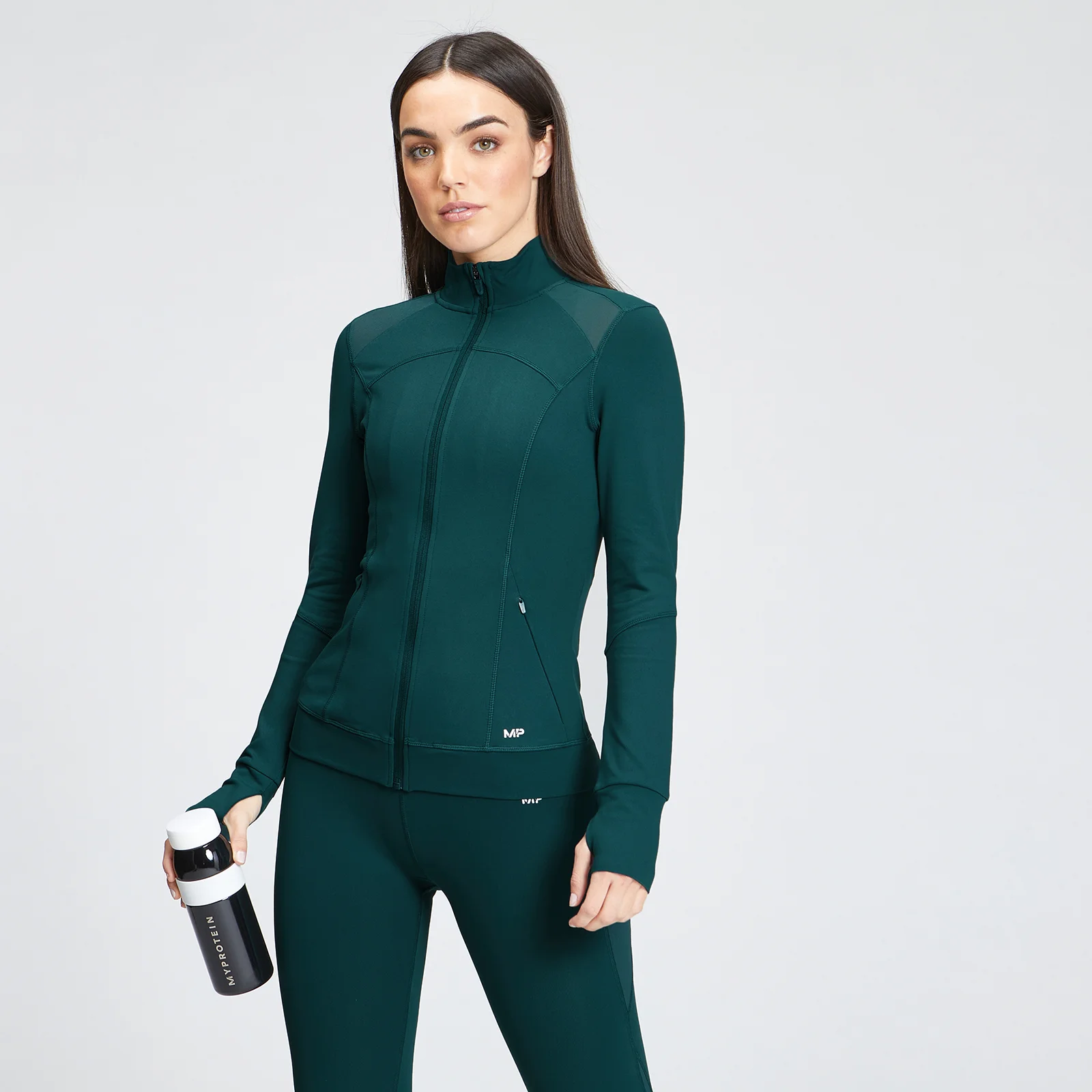 MP Women's Power Mesh Slim Fit Jacket - Deep Teal - XXS 画像 1