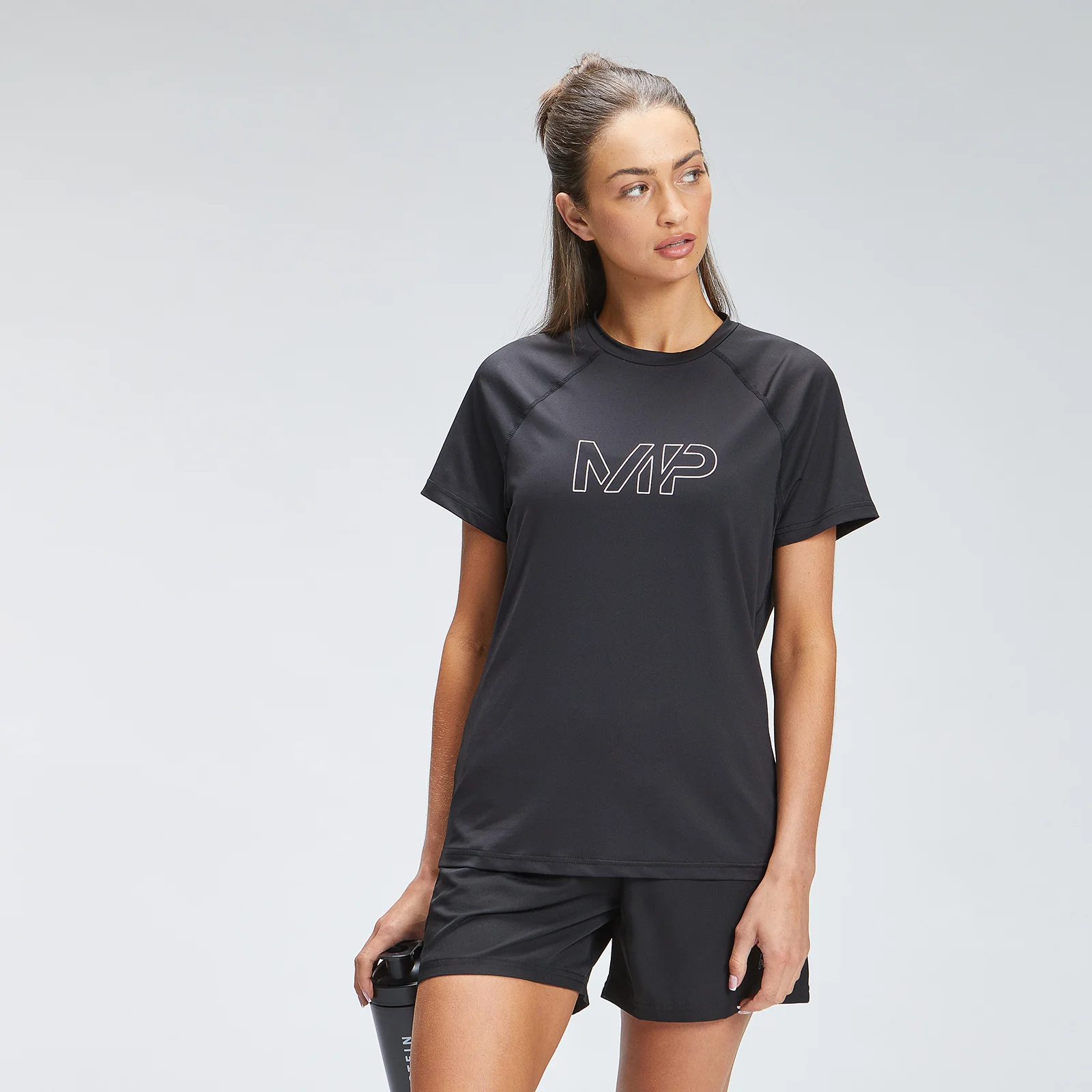 MP Women's Repeat Mark Graphic Training T-Shirt - Black - XXS 画像 1