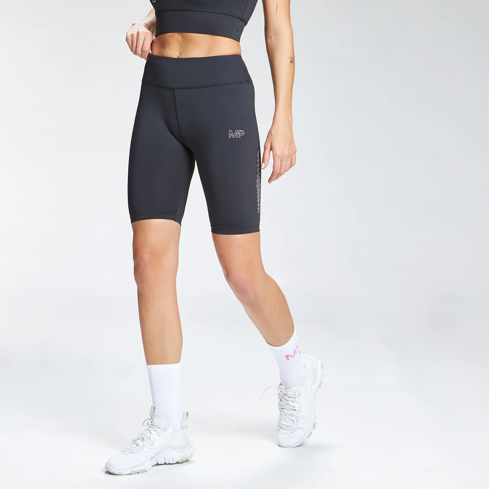 MP Women's Repeat Mark Graphic Training Cycling Shorts - Black - XXS 画像 1