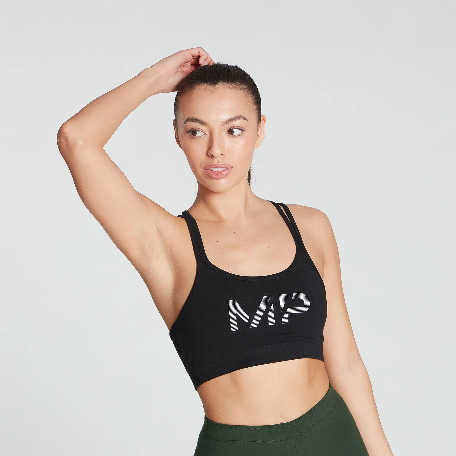 MP Women's Gradient Line Graphic Sports Bra - Black - XXS 画像 1