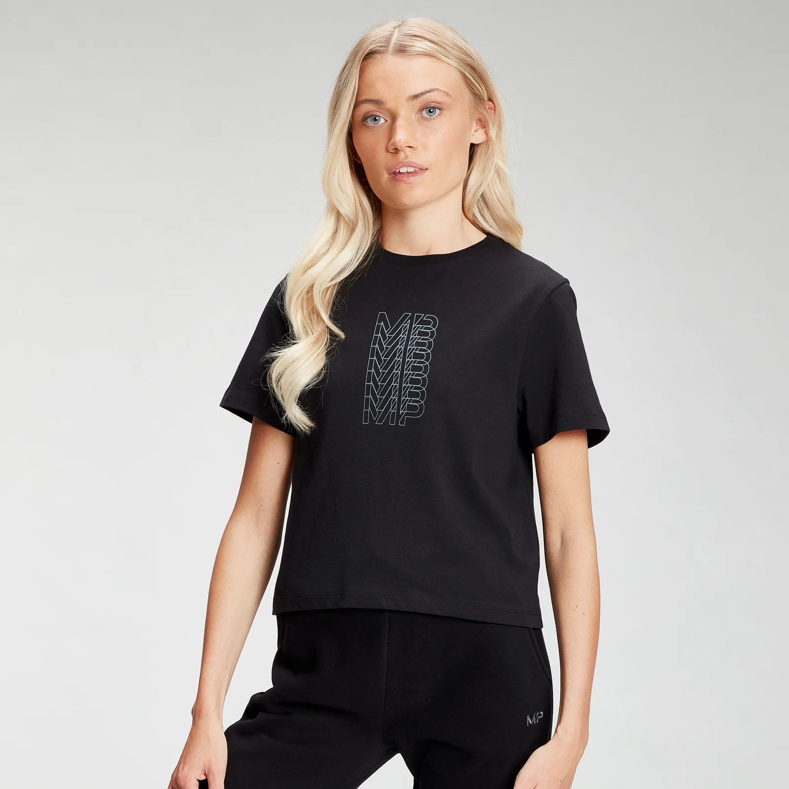 MP レディース リピート MP クロップ Tシャツ - ブラック - XXS 画像 1