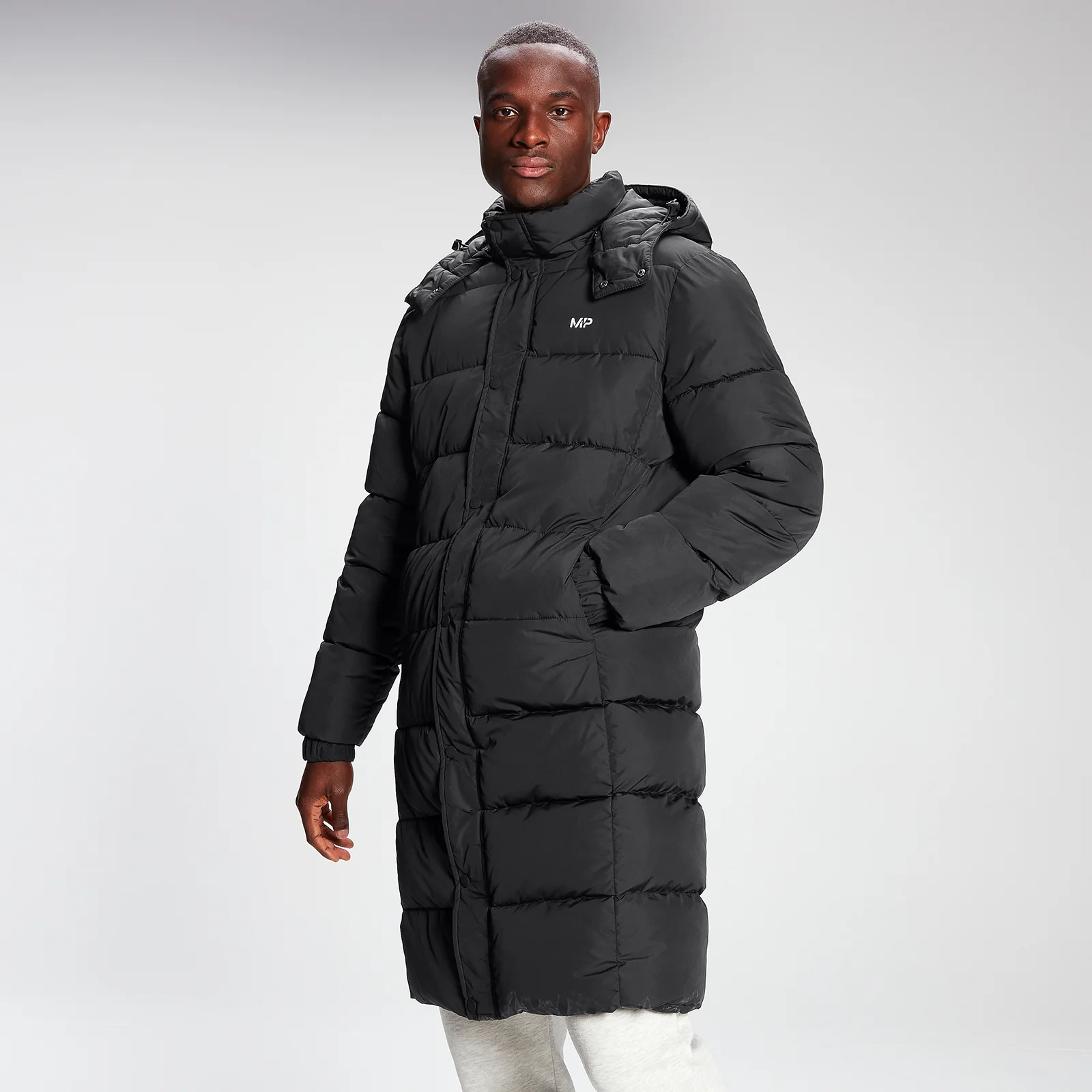 MP Men's Long Puffer Jacket - Black - XXS 画像 1