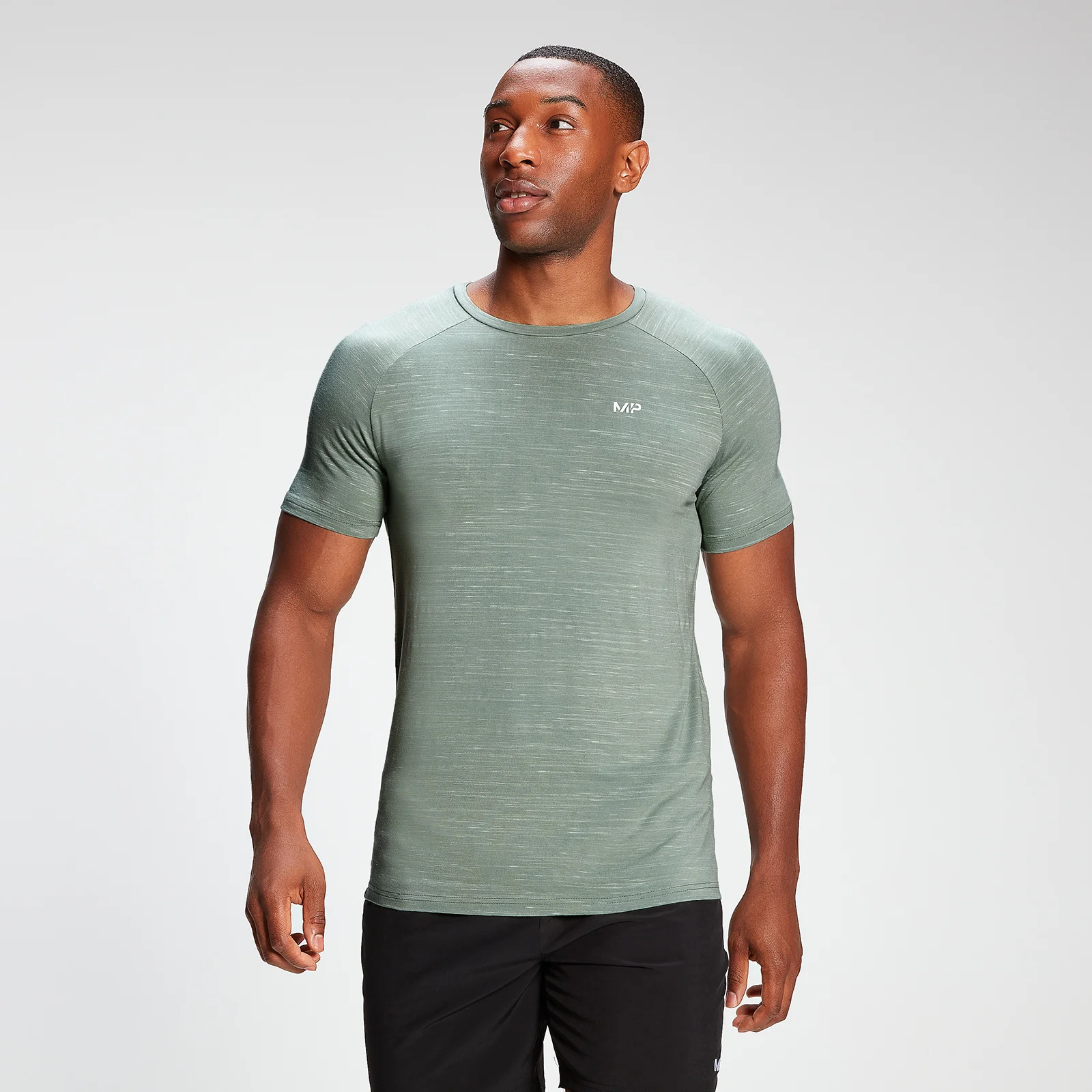 MP Men's Performance Short Sleeve T-Shirt - Pale Green Marl - XXS 画像 1