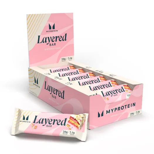 レイヤード プロテイン バー - 12 x 60g - バニラ ケーキ