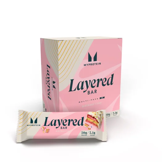 レイヤード プロテイン バー - 6 x 60g - バニラ ケーキ
