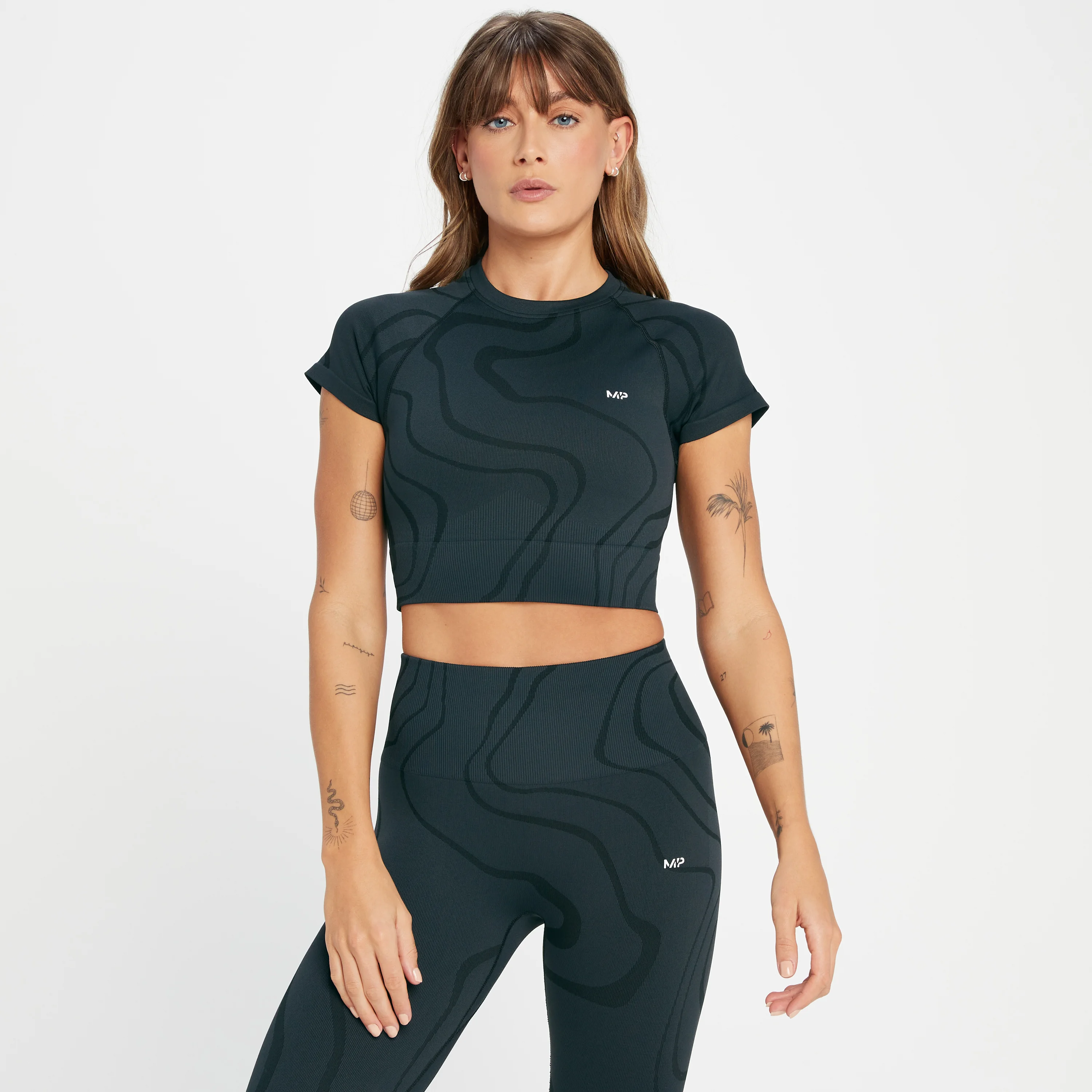 MP Women's Tempo Wave Seamless Crop Top - Black - XXS 画像 1