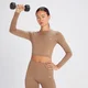 MP レディース シェイプ シームレス ロングスリーブ クロップ トップ - トフィー