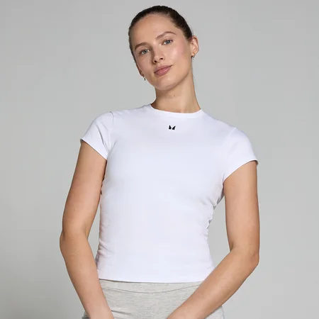 MP レディース ベーシック ボディ フィット ショートスリーブ Tシャツ - ホワイト