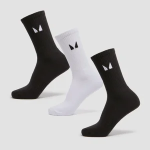 MP レディース エッセンシャル クルーソックス(3組) - ブラック/ホワイト - Size UK 12-14