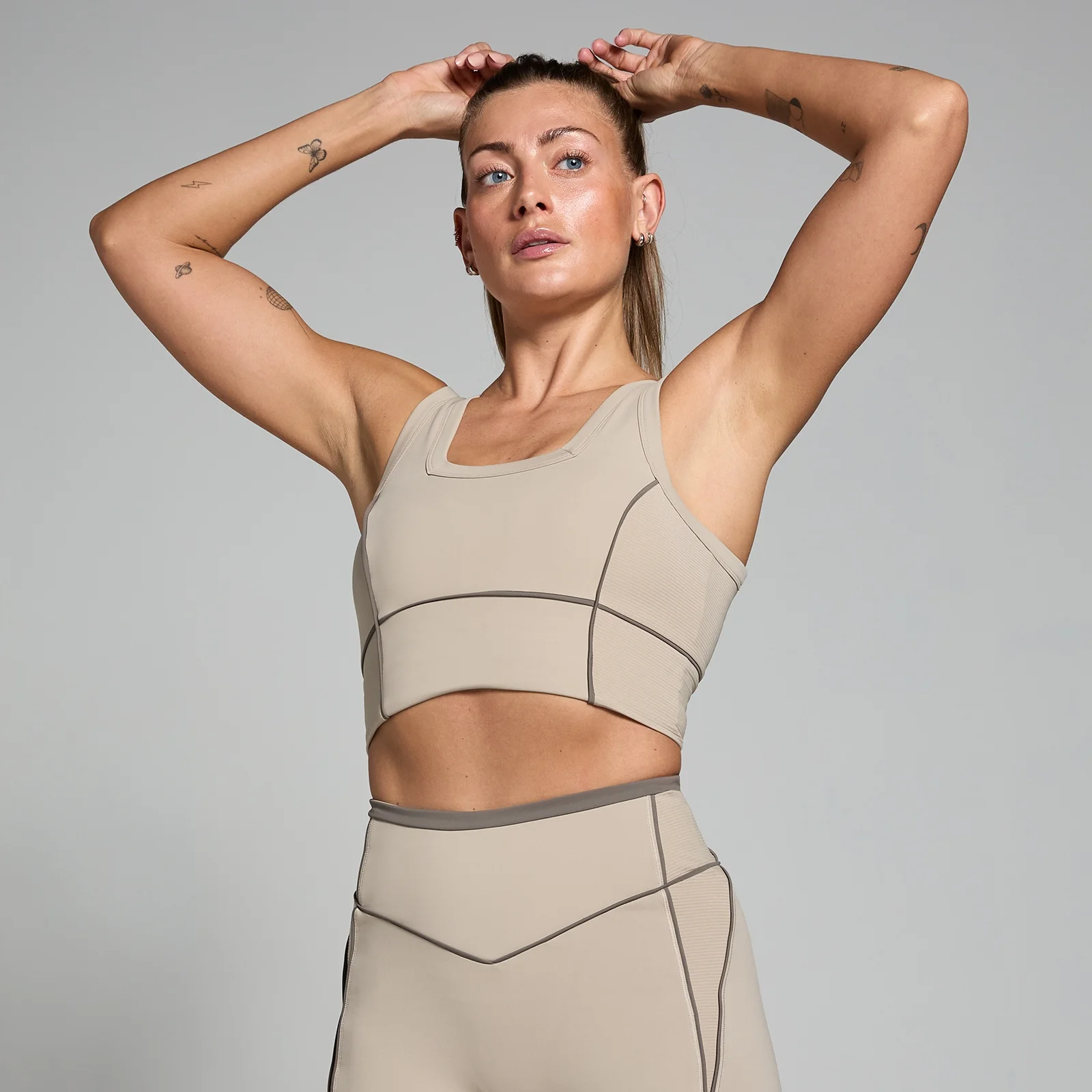 MP レディース テンポ コントラスト テクスチャー スポーツ ブラ - カシミア - XS 画像 1