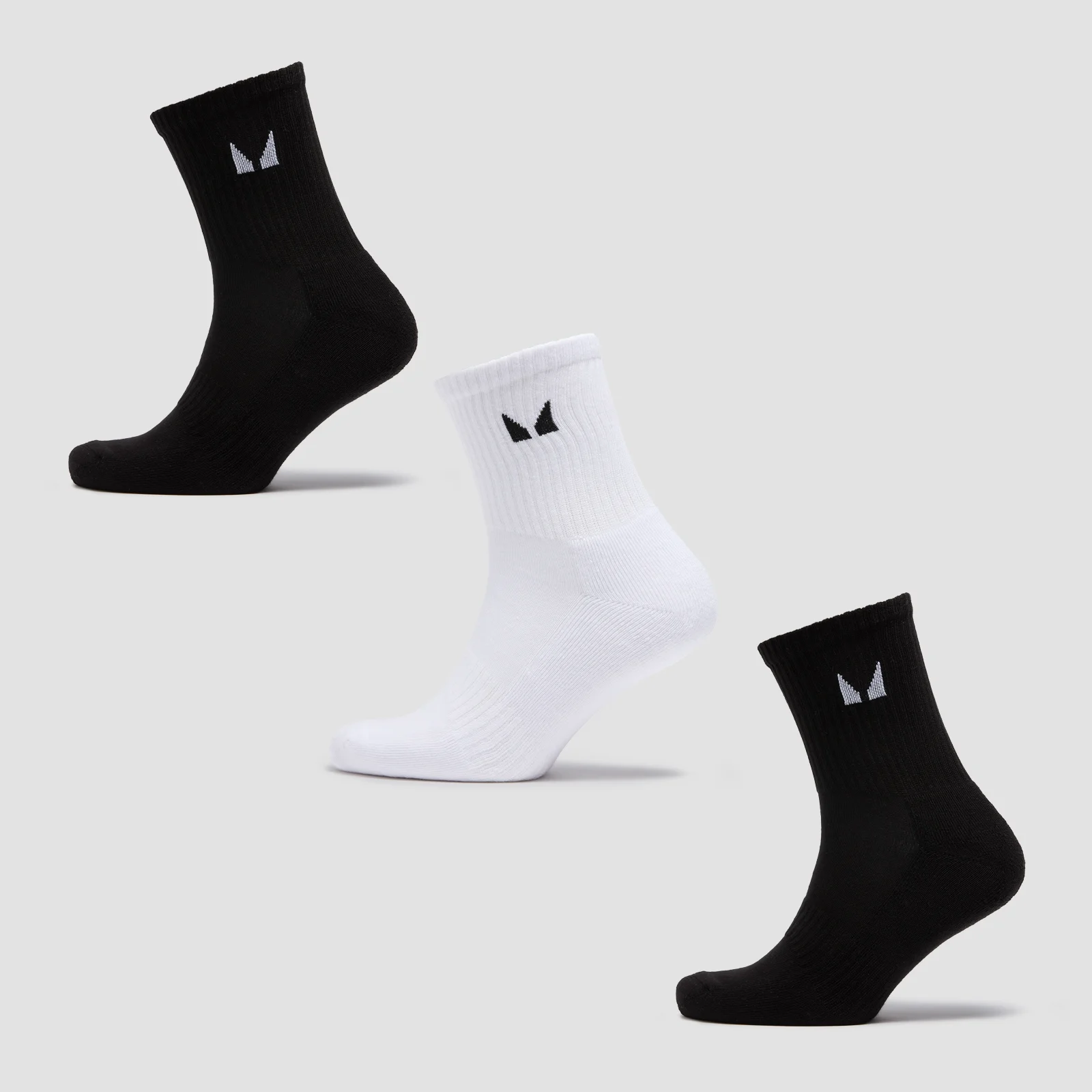 MP Unisex Crew Socks (3 Pack) - Black/White - UK 6-8 画像 1