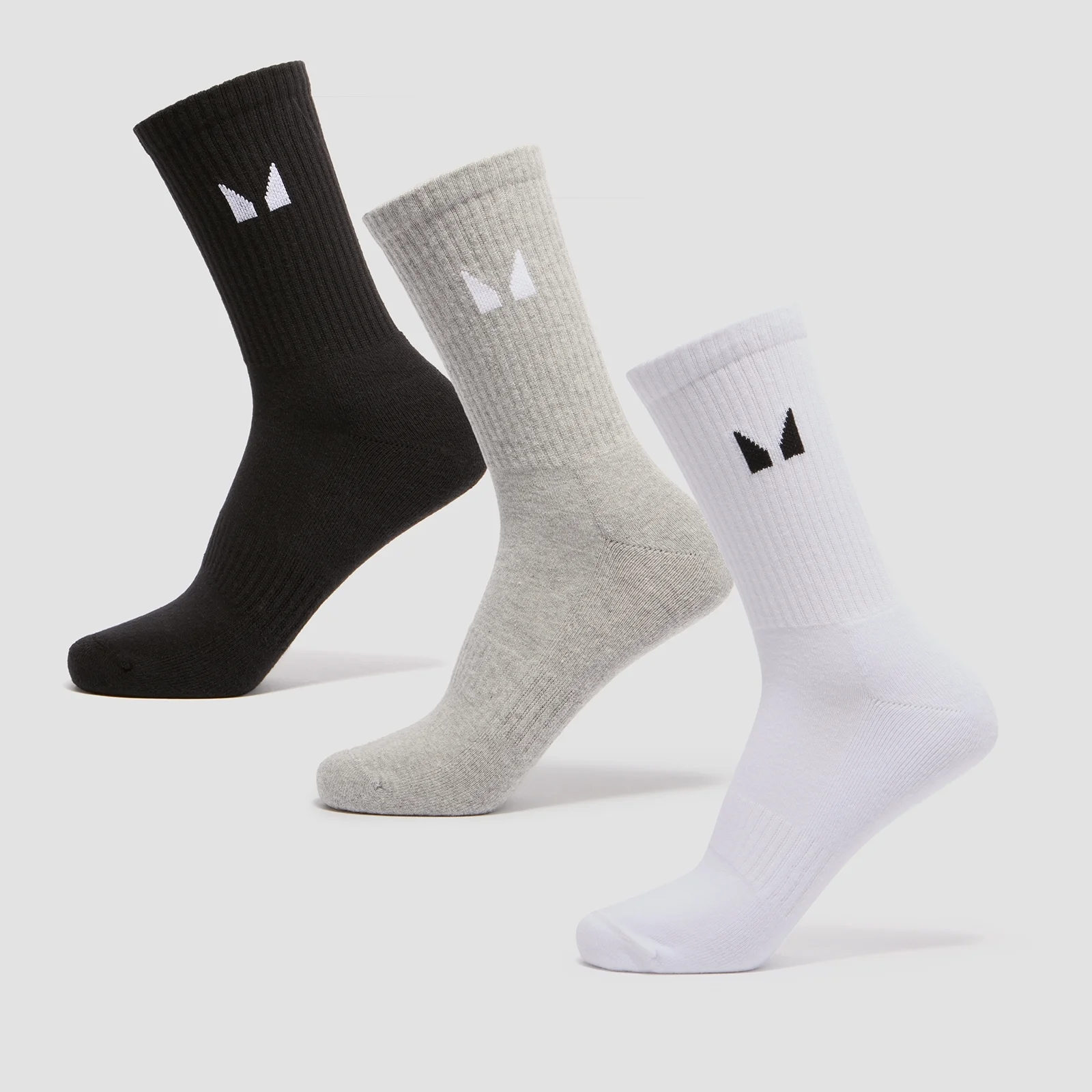 MP Unisex Crew Socks (3 Pack) - White/Black/Grey Marl - UK 2-5 画像 1