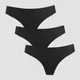 MP Women's Mid Rise No VPL Thong (3 Pack) - Black