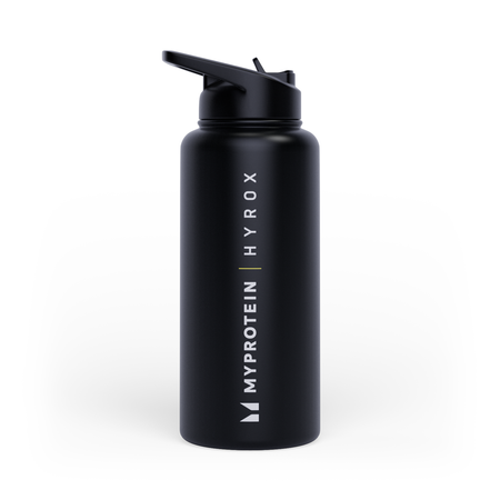 Myprotein Hyrox リサイクルメタル フリップストローボトル 1L - ブラック