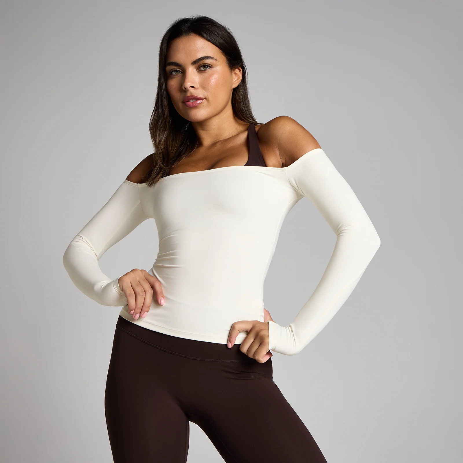 MP Women's Tempo オフショルダー長袖トップ - バニラ - XS 画像 1